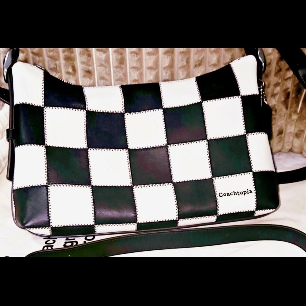 Coachtopia Black and White Checkered Shoulder Bag